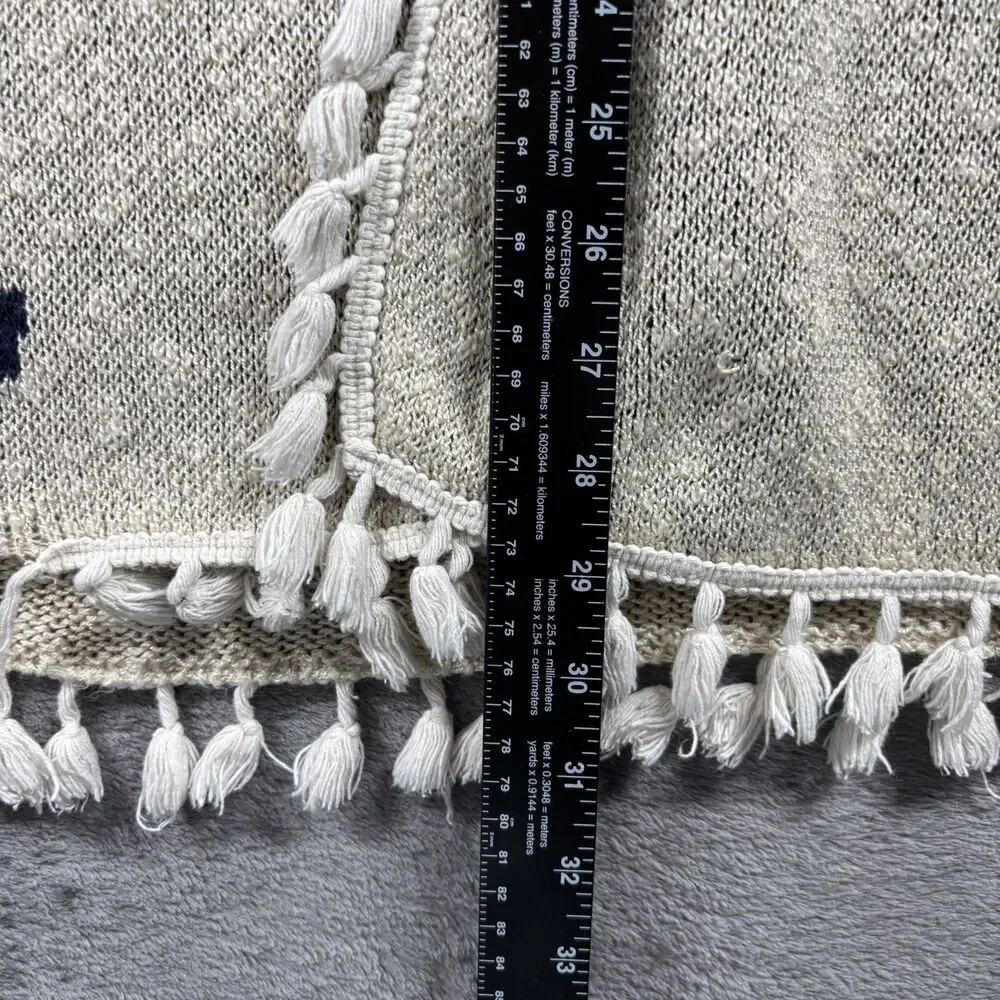 World Market Women Open Cardigan Sweater Boho Western Tassels Knitted OS G322